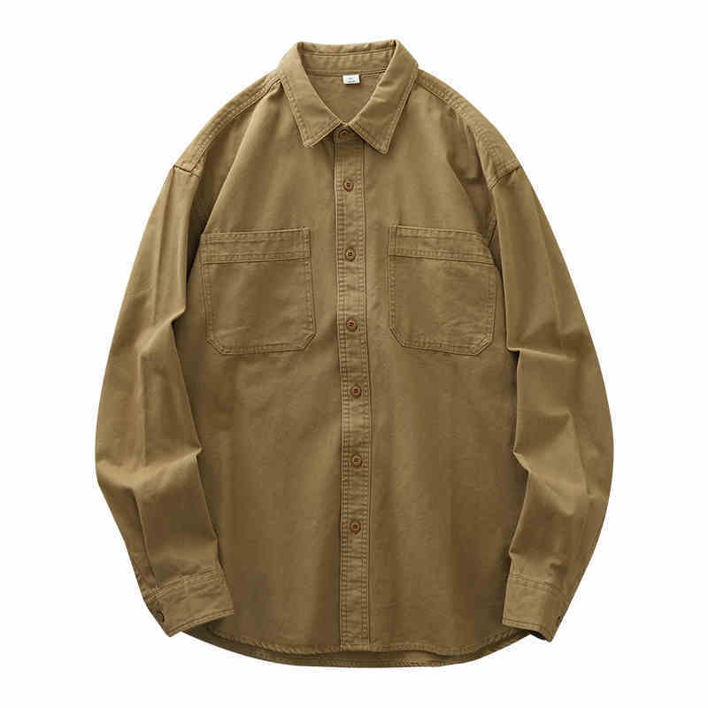 Camisa de algodón puro para hombre, estilo retro, informal, color gris, de alta calidad