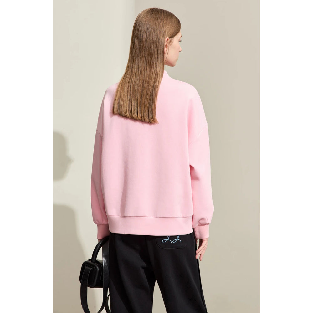 Sudadera con capucha minimalista bordada para mujer