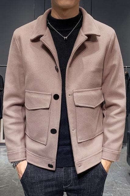 Autumn and winter new men's slim short coat