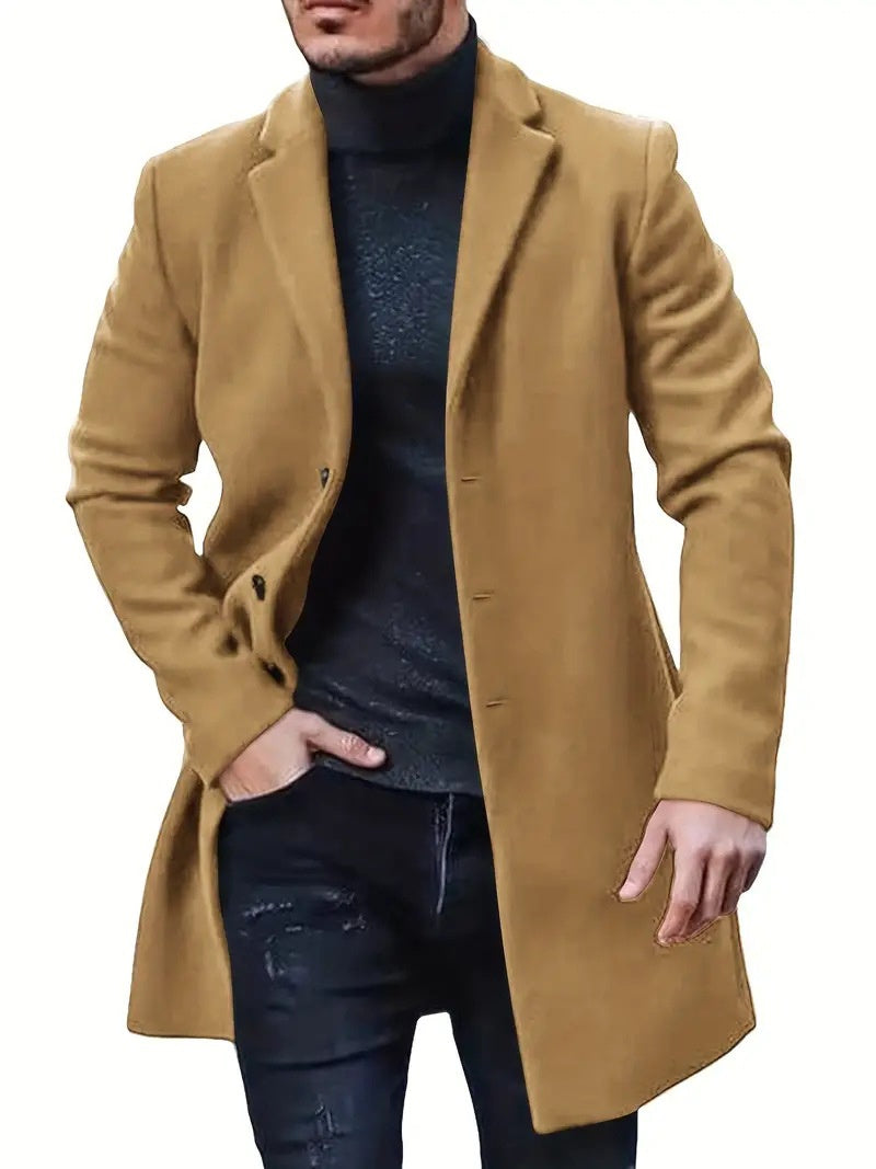 Chaqueta de tweed gruesa de longitud media para hombre