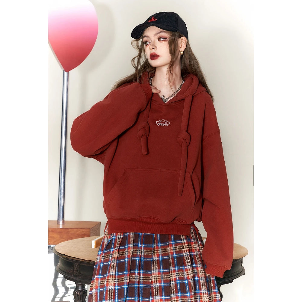 Fleece-Hoodie mit geometrischem Muster und Kapuze in Übergröße
