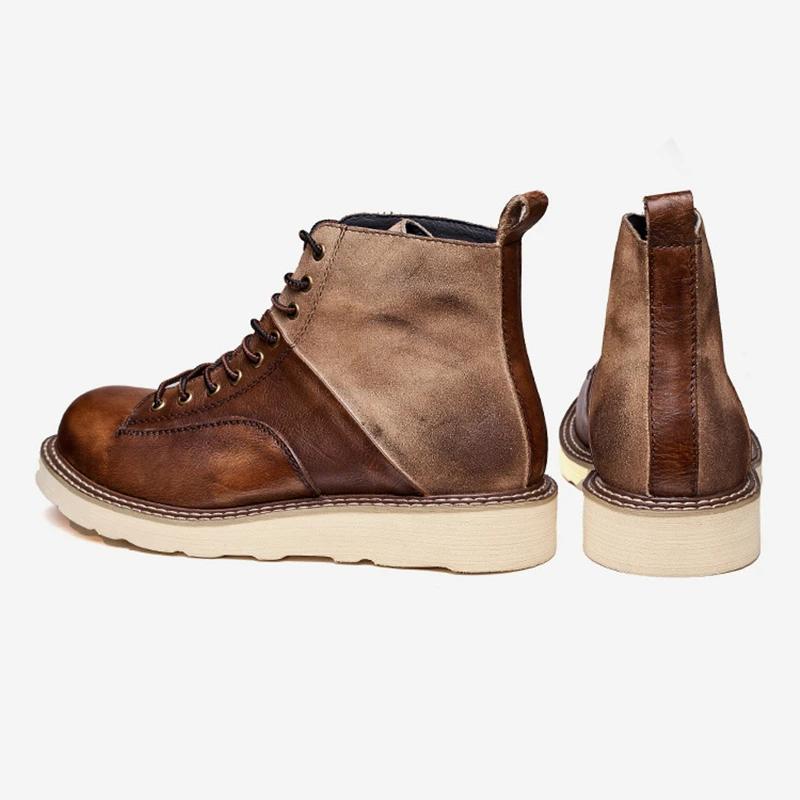 Vintage-Motorradstiefeletten aus Leder für Herren