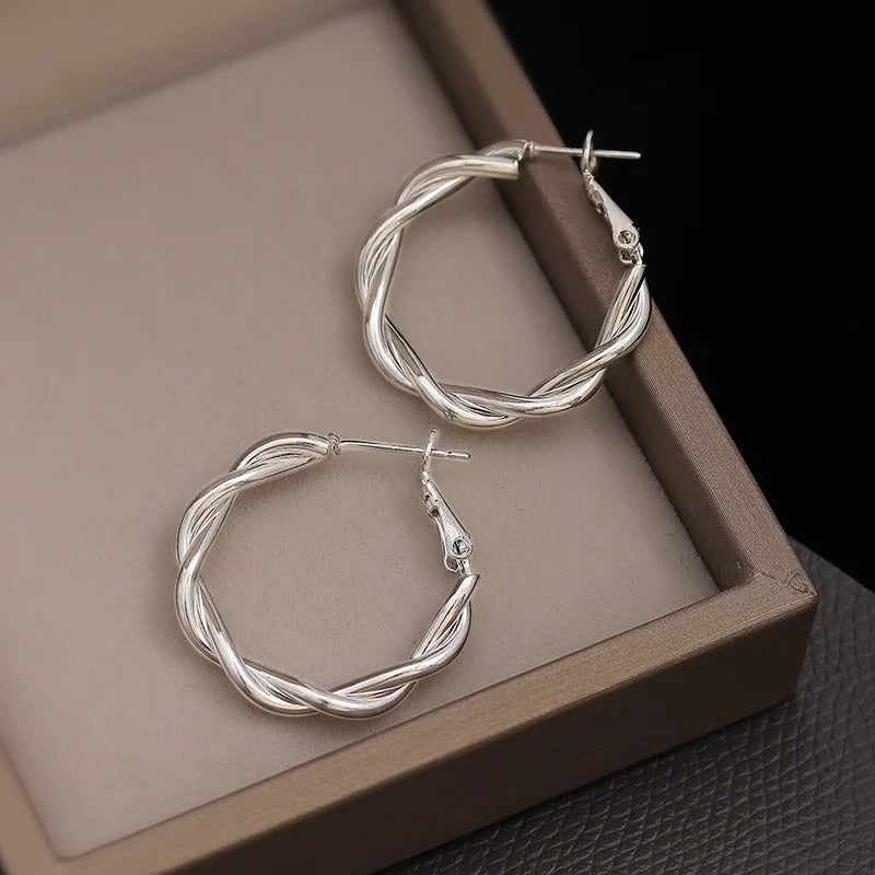 Pendientes colgantes trenzados redondos vintage