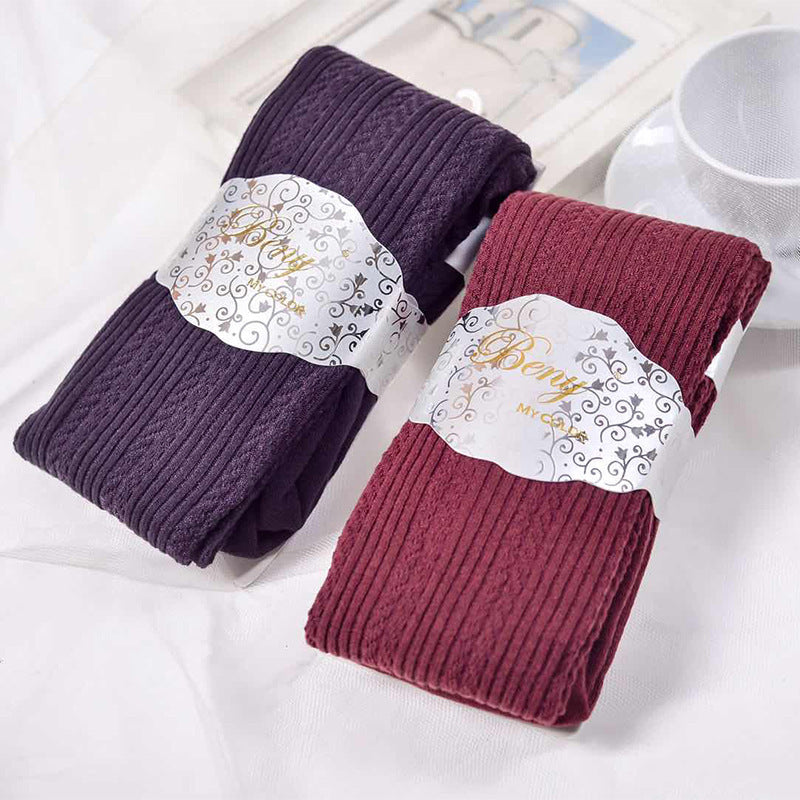 Medias cálidas de terciopelo a rayas