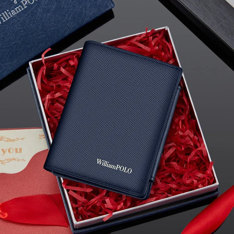 Kurze Lederbrieftasche für Herren – Kartenetui aus echtem Rindsleder mit Münzfach