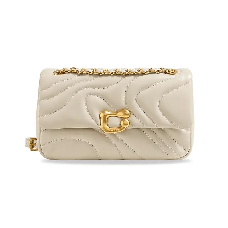 Mini-Umhängetasche aus echtem Leder mit Kette