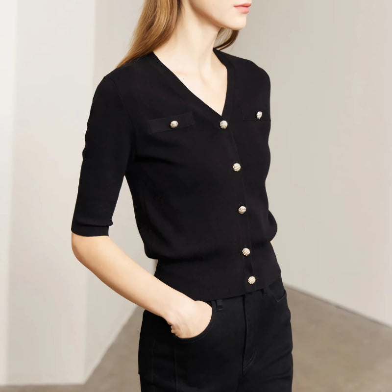 Elegante Strickjacke mit V-Ausschnitt