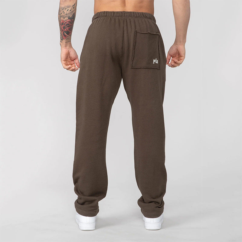 Pantalones deportivos de algodón para hombre, de corte recto, informales y de pierna ancha