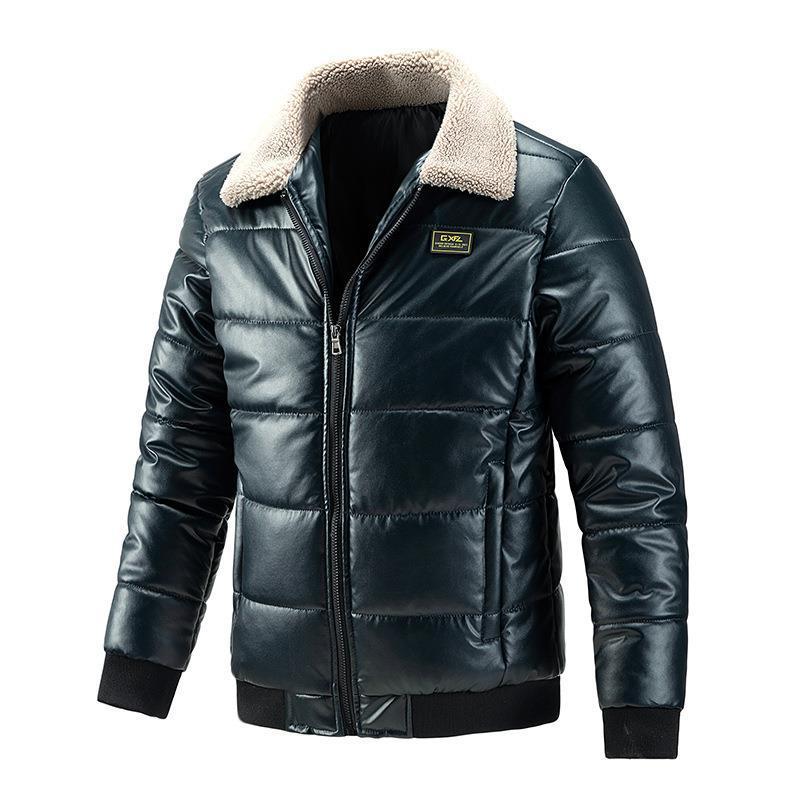 Cuello de piel de algodón para hombre, tendencia engrosada