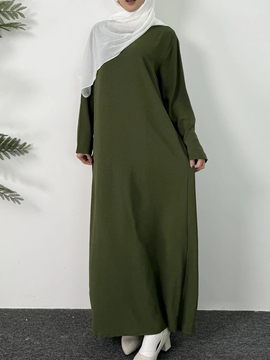 Nuevo vestido de mujer elegante con cuello redondo y camisa larga