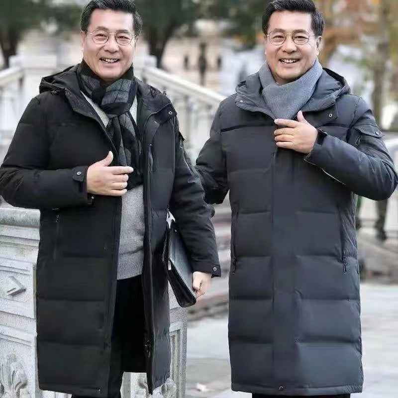Winter Verdickte Lange Abschnitt Overknee Daunenjacke Männer