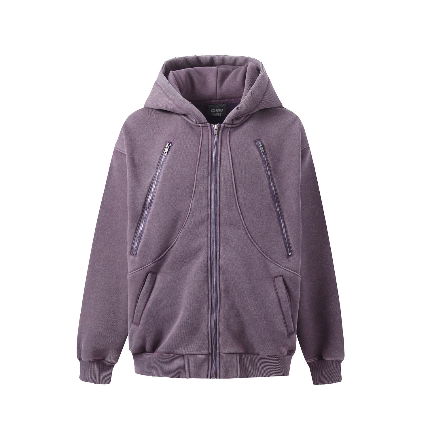 Nueva sudadera con capucha y cremallera lavada con forro polar