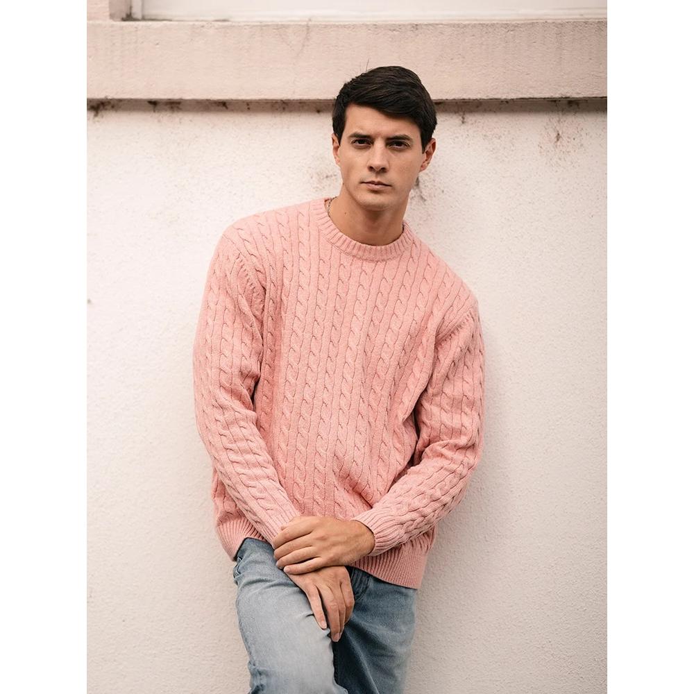 Übergroßer Zopfmusterpullover für Herren