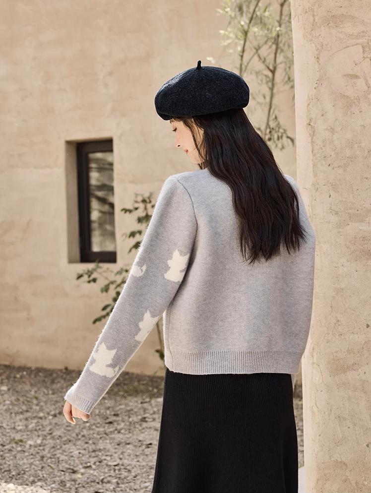 O-Ausschnitt Strickpullover für Damen