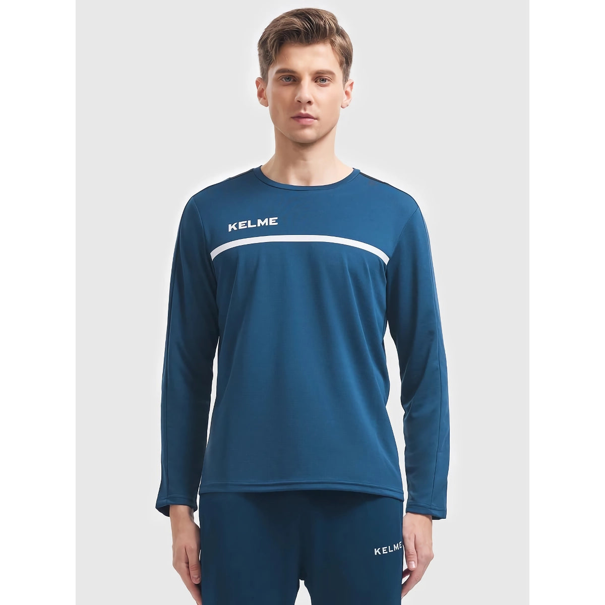 Camiseta de entrenamiento de fútbol de manga larga para hombre: camiseta deportiva transpirable para correr