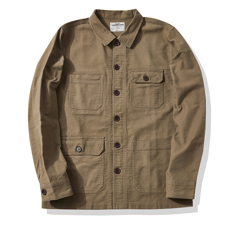 Chaqueta de trabajo francesa multibolsillos para hombre