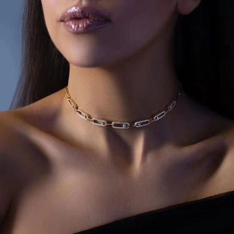 Women's Zirconium Full Eyes Geometric Pendant Chain - Dazpy
