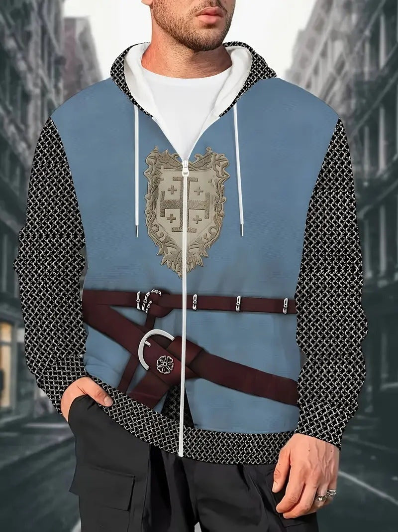 Commuter Winddichter, warmer Hoodie mit Kordelzug, langärmeliger Strickjacke