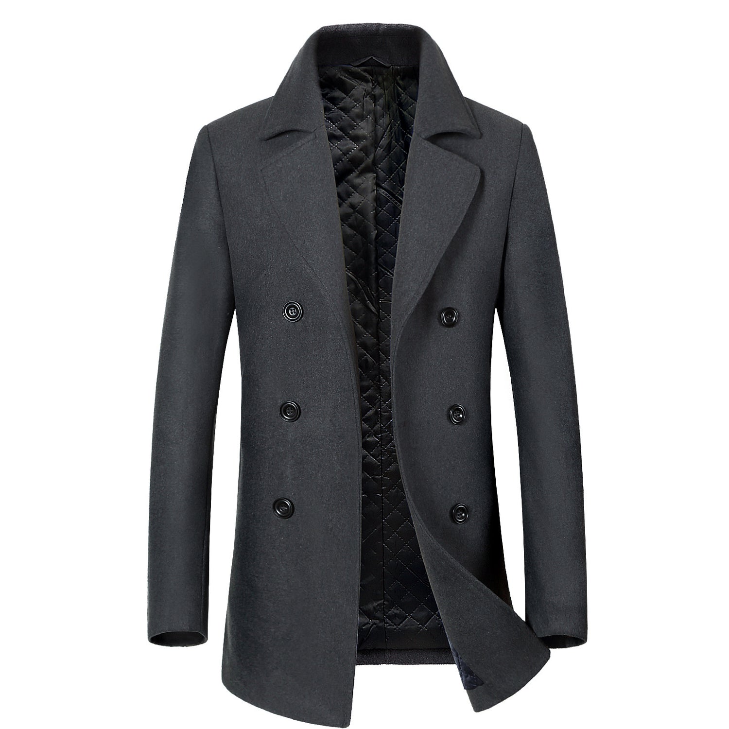 Medium length casual wool coat with cotton