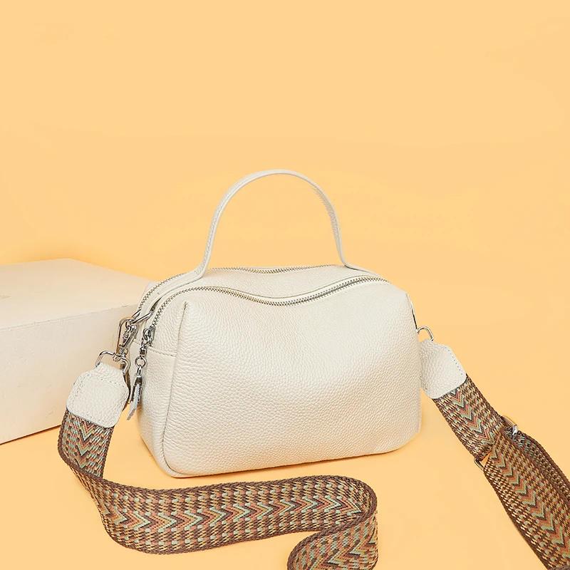 Bolso bandolera de piel auténtica de lujo para mujer: bolso de hombro pequeño y suave de diseño con dos bolsillos para teléfono