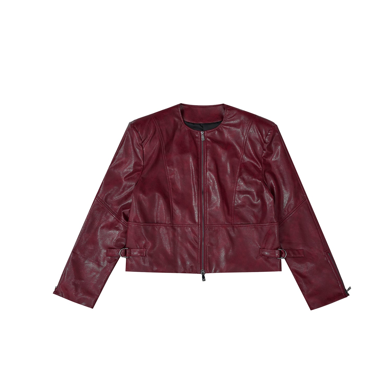 Texture Sense Padded Shoulder Leather Coat Men