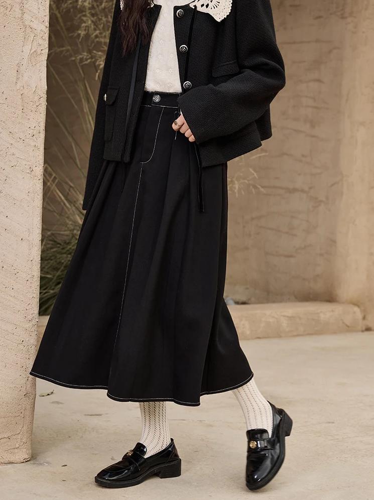 Plissierter Jeansrock in A-Linie mit hoher Taille für Damen