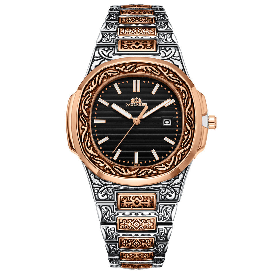 Carved Quartz Parrot Calendar Glow-in-the-dark Men's Watch - Dazpy