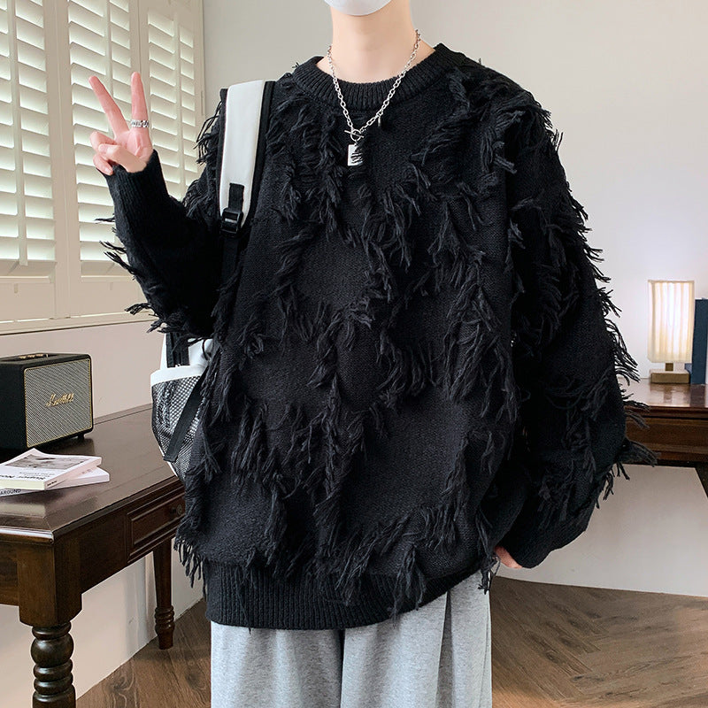 Suéter de manga larga con cuello redondo y estampado de jacquard