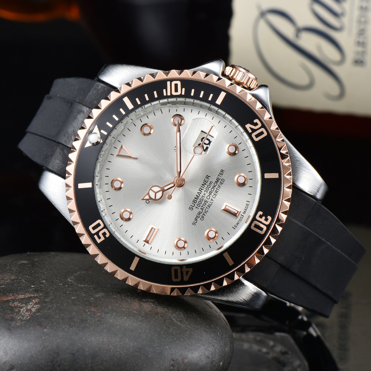 Men's Silicone Band Quartz Calendar Watch - Dazpy