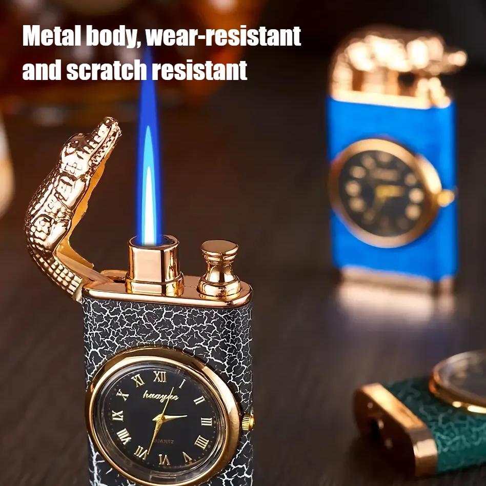 Encendedor de metal de doble llama con diseño de cabeza de cocodrilo