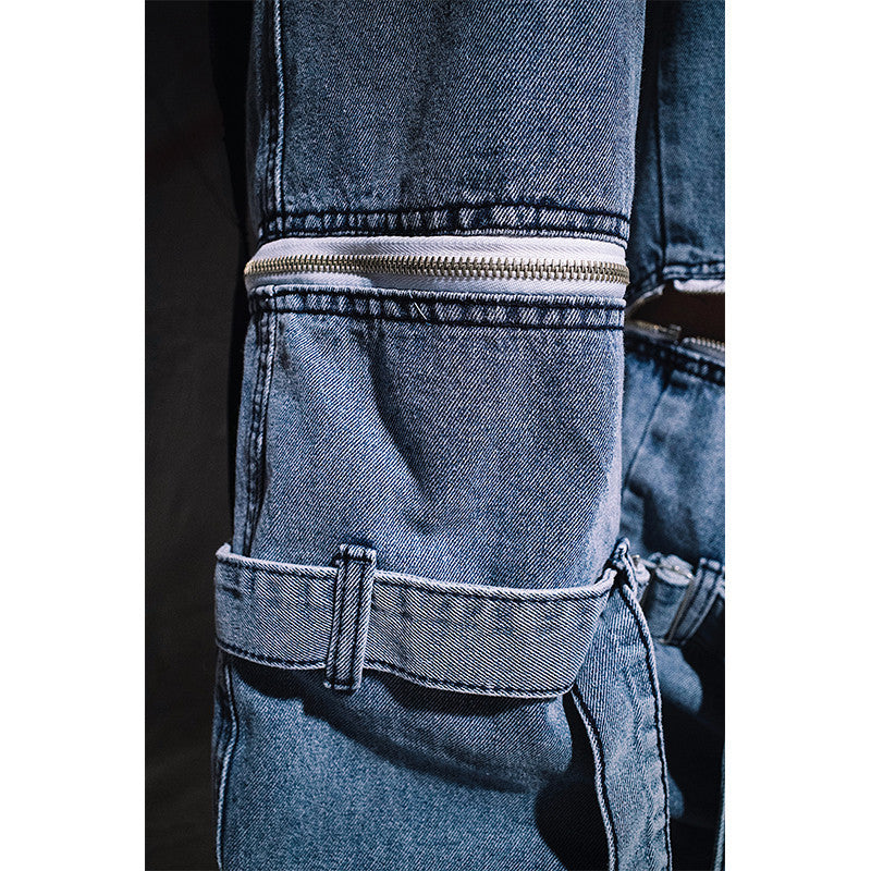 Jeans mit weitem Bein und Reißverschlusshose