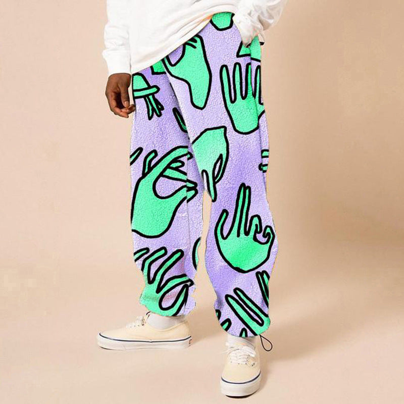 Hose Loose Mid-Waist Printed Fall für Herren