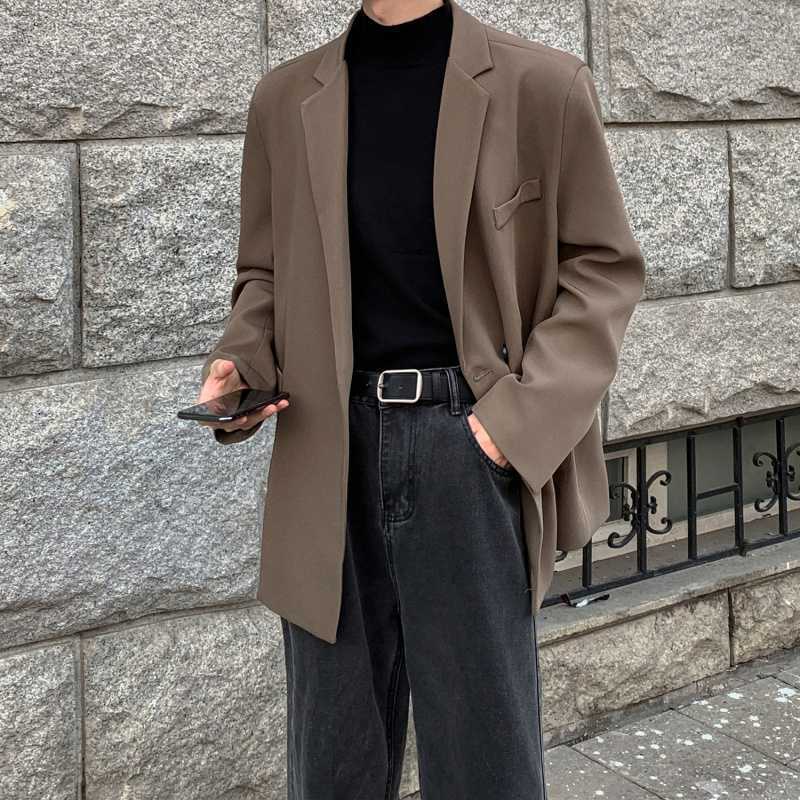 Chaqueta de traje de hombreras acolchadas de alta calidad, traje informal holgado