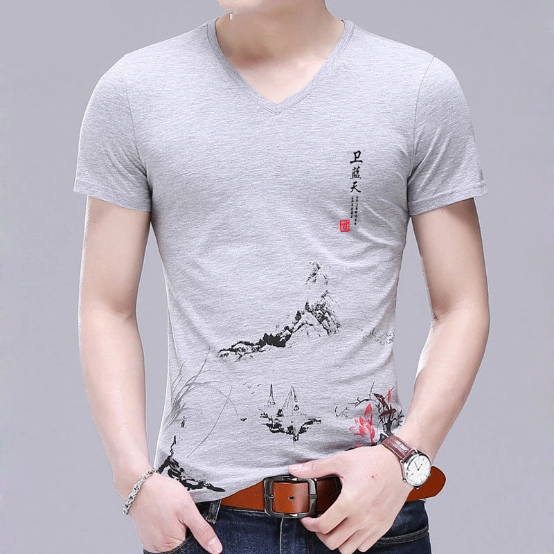 Slim casual short-sleeved cotton men's t-shirt