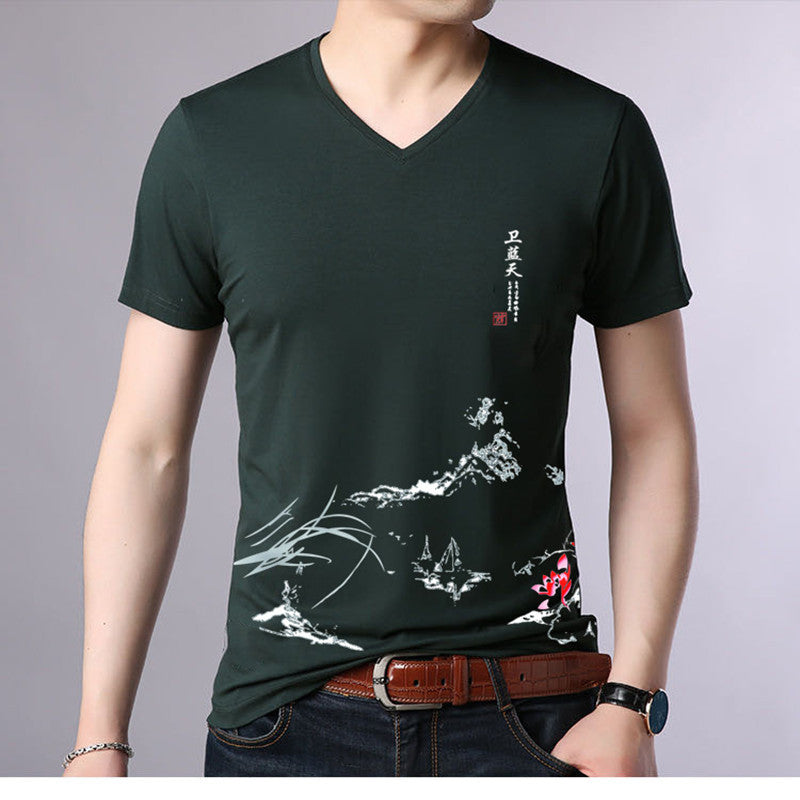 Slim casual short-sleeved cotton men's t-shirt