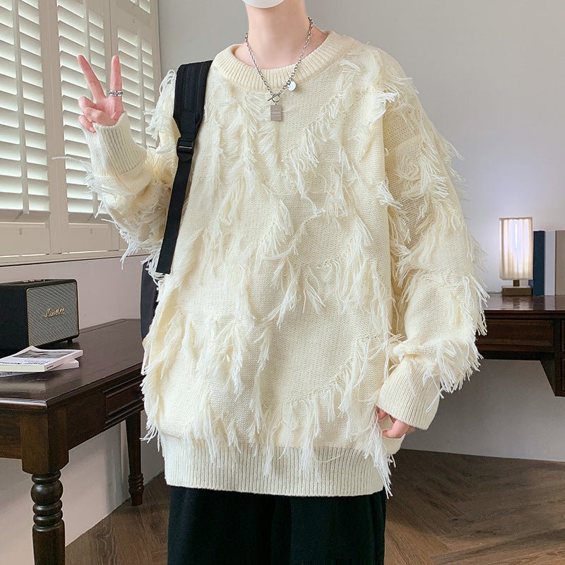 Suéter de manga larga con cuello redondo y estampado de jacquard