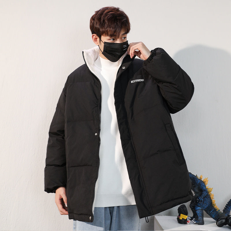 Lamm Samt Jacke Männlichen Hong Kong Stil Trend Lose Brot Warme Baumwolle Mantel
