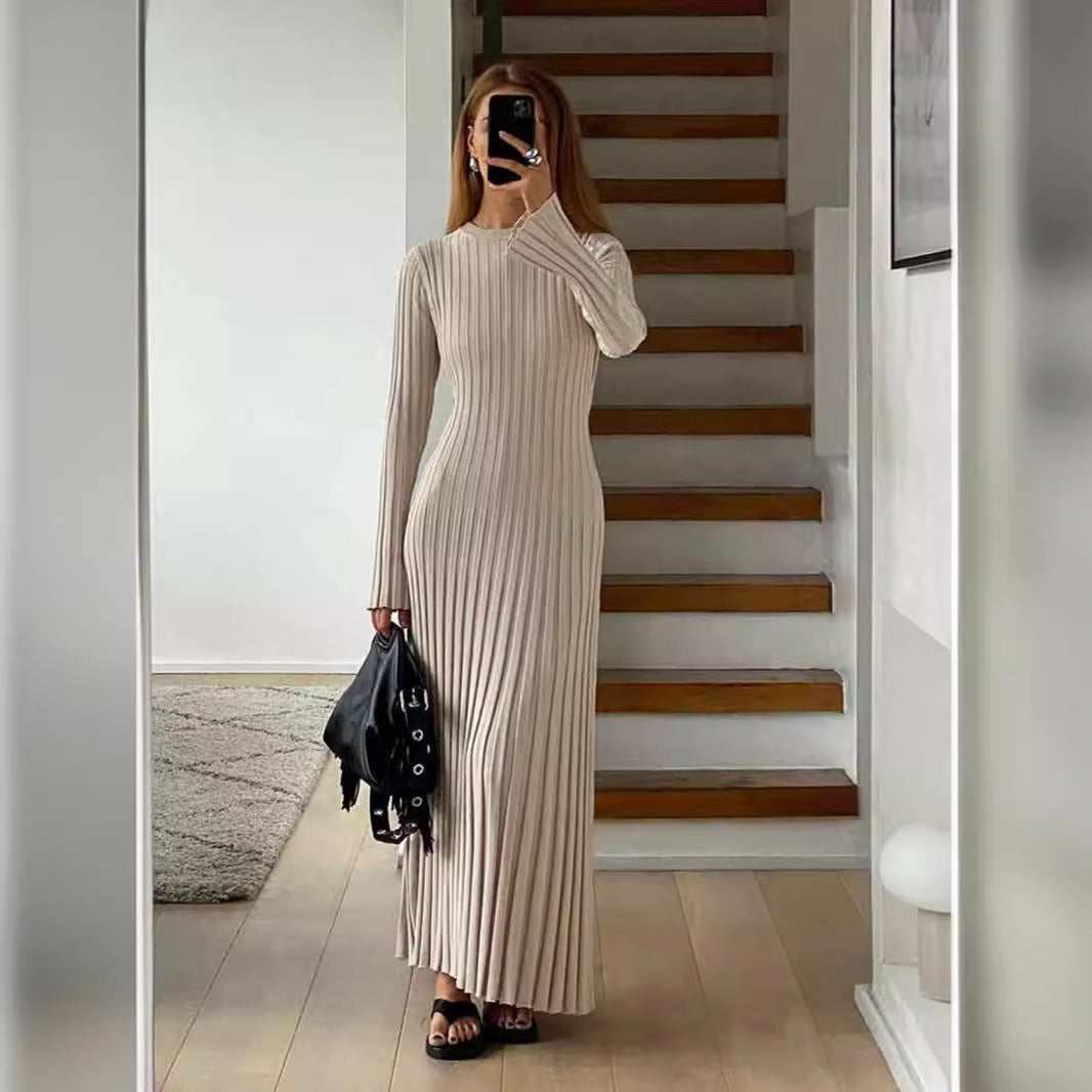 Nuevo vestido francés de corte A y cuello redondo