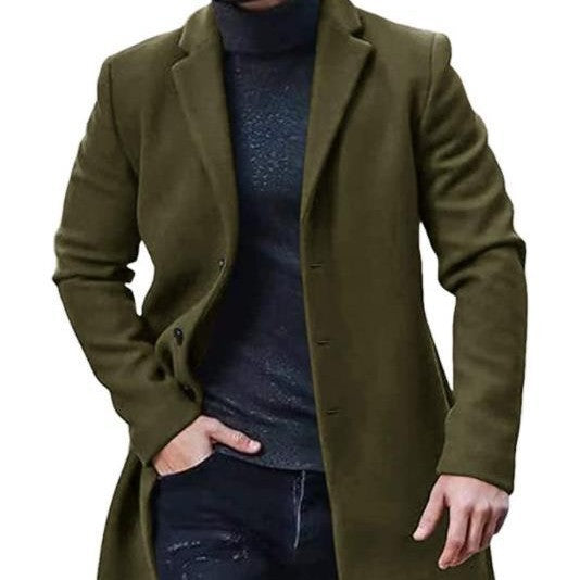 Chaqueta de tweed gruesa de longitud media para hombre