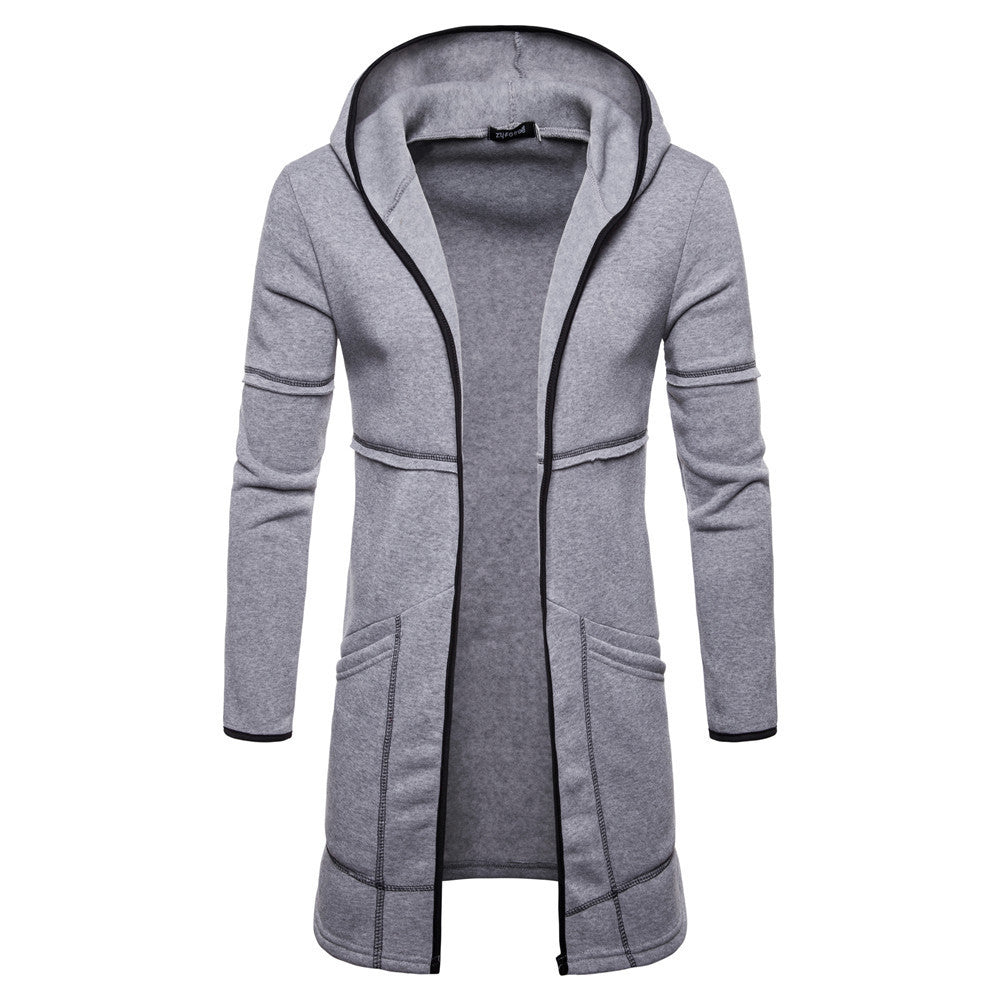 Mittellange High Street-Strickjacke mit Kapuze und großen Taschen für Herren