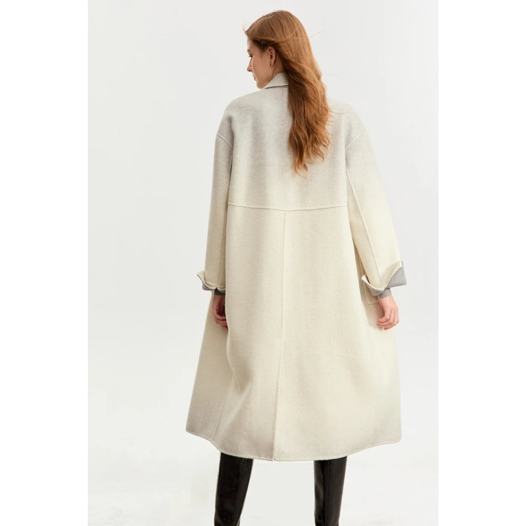 Eleganter Wollmantel mit Farbverlauf für Damen