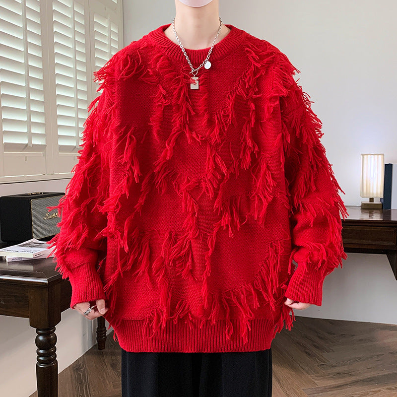 Suéter de manga larga con cuello redondo y estampado de jacquard