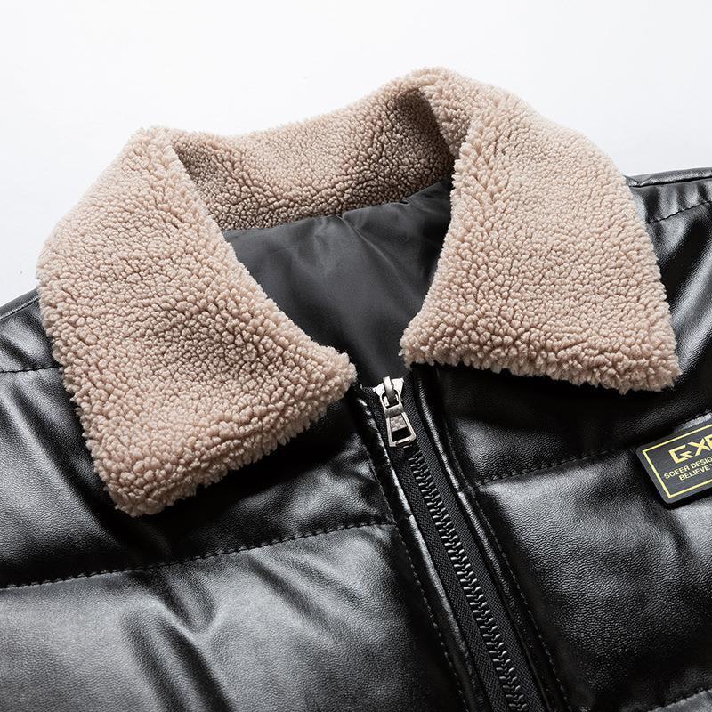 Cuello de piel de algodón para hombre, tendencia engrosada