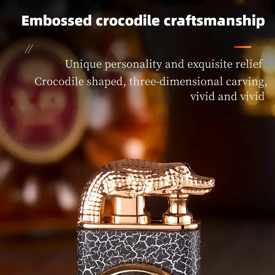 Encendedor de metal de doble llama con diseño de cabeza de cocodrilo