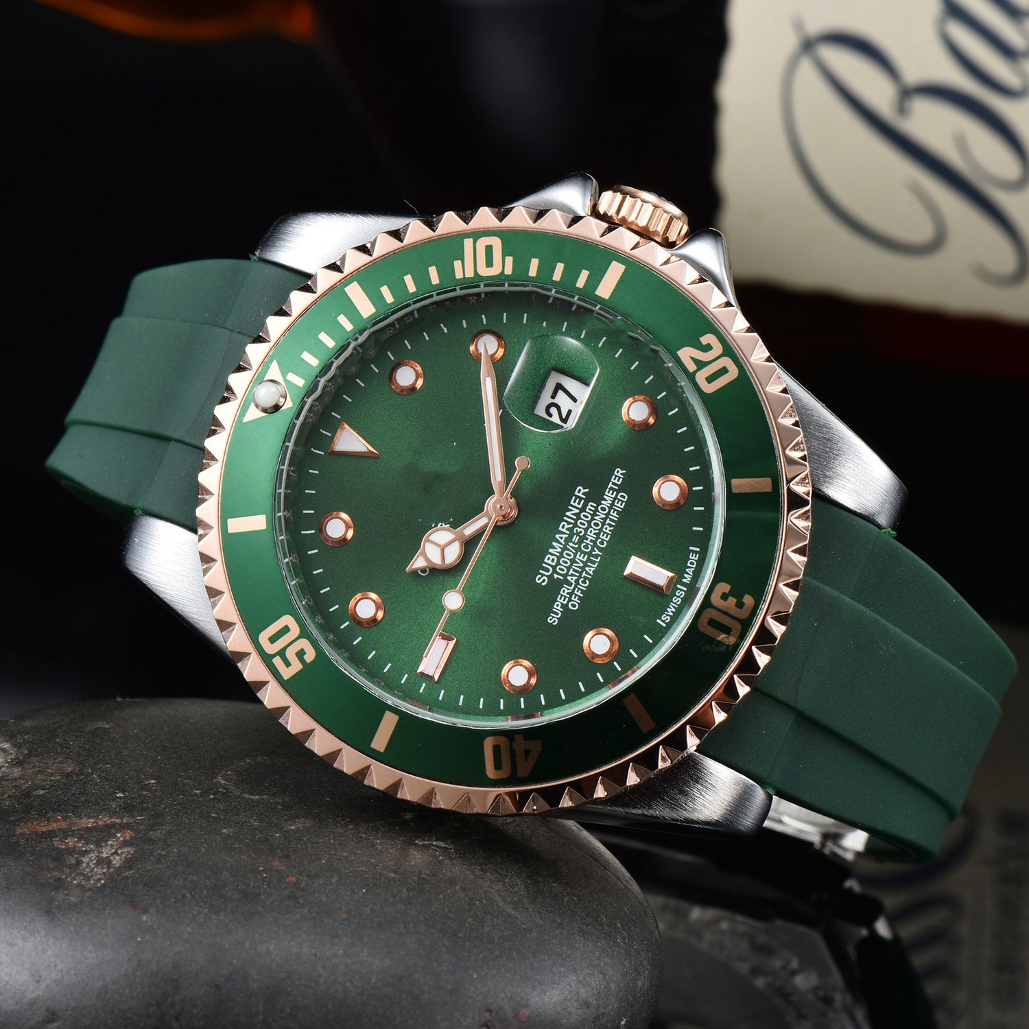 Men's Silicone Band Quartz Calendar Watch - Dazpy