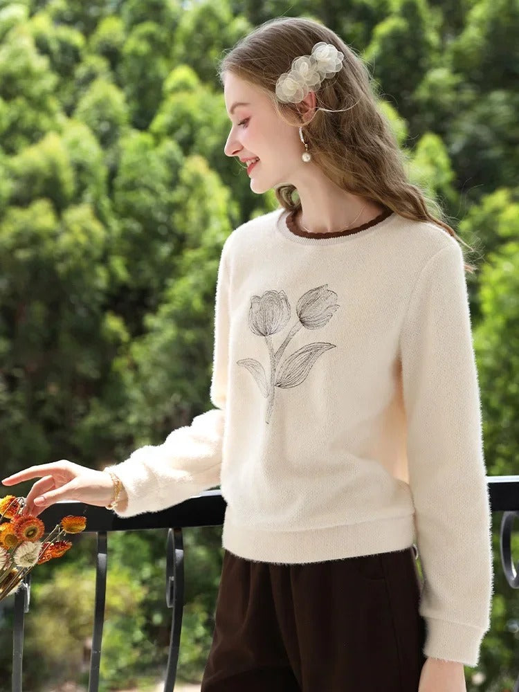 Suéter informal suave color albaricoque para mujer