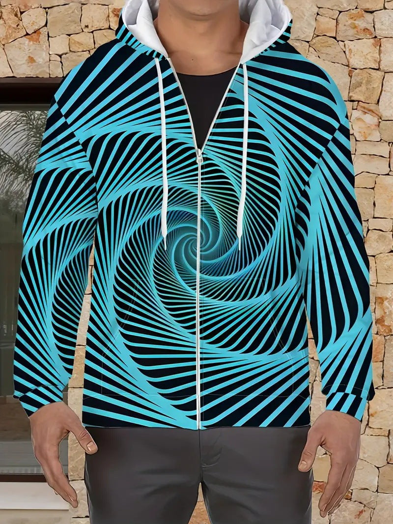 Commuter Winddichter, warmer Hoodie mit Kordelzug, langärmeliger Strickjacke