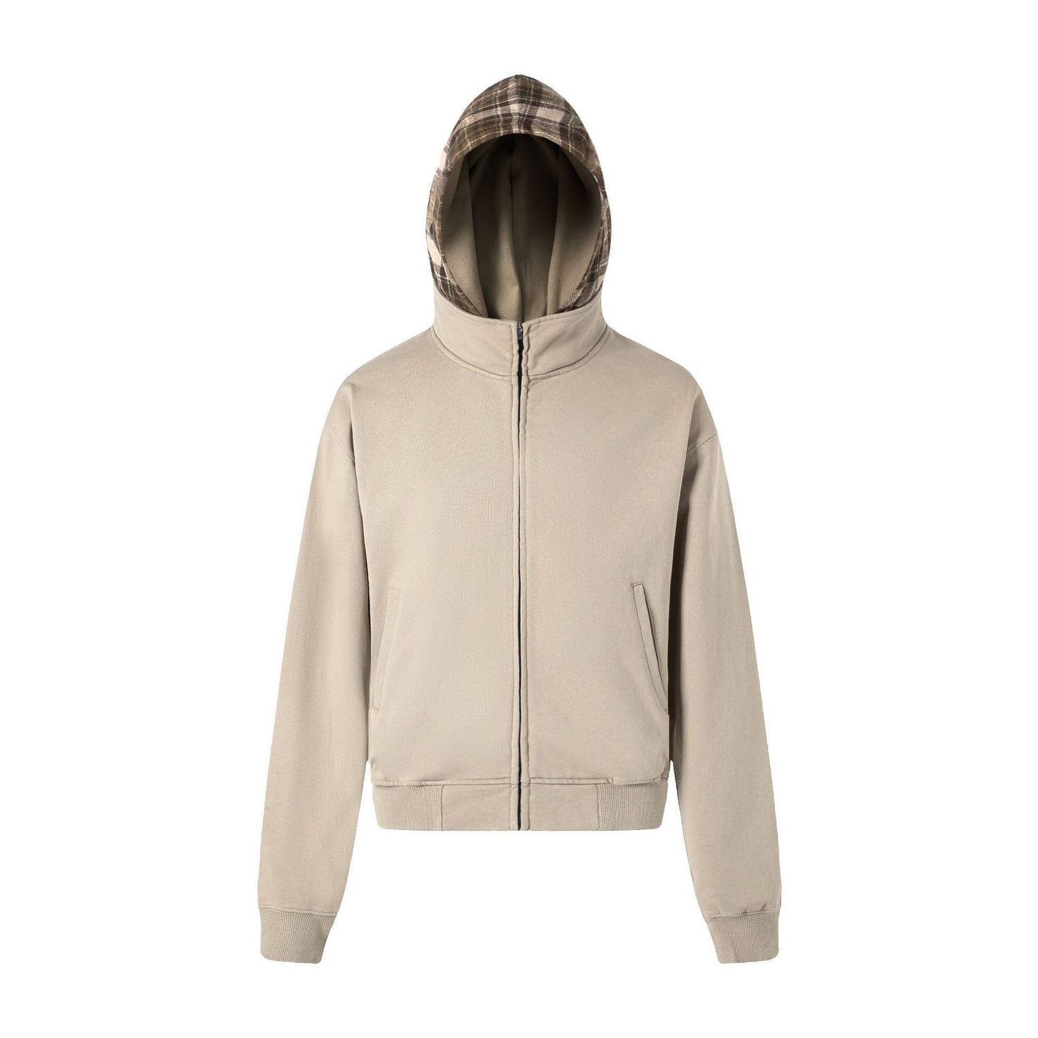 Lässiges kariertes Fleece-Kapuzensweatshirt für Damen