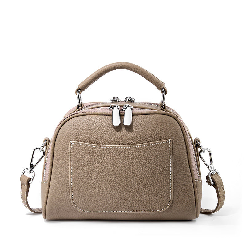 Elegante bolso de hombro de piel de vaca