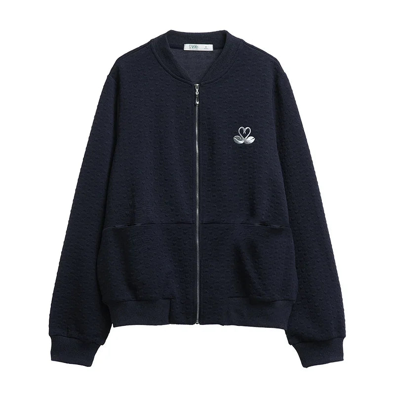 Chaqueta de otoño bordada en azul real